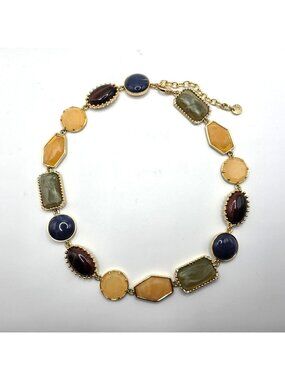 Talbots Necklace Goldtone Rock Candy Chunky Colorful Fall Statement Adjustable